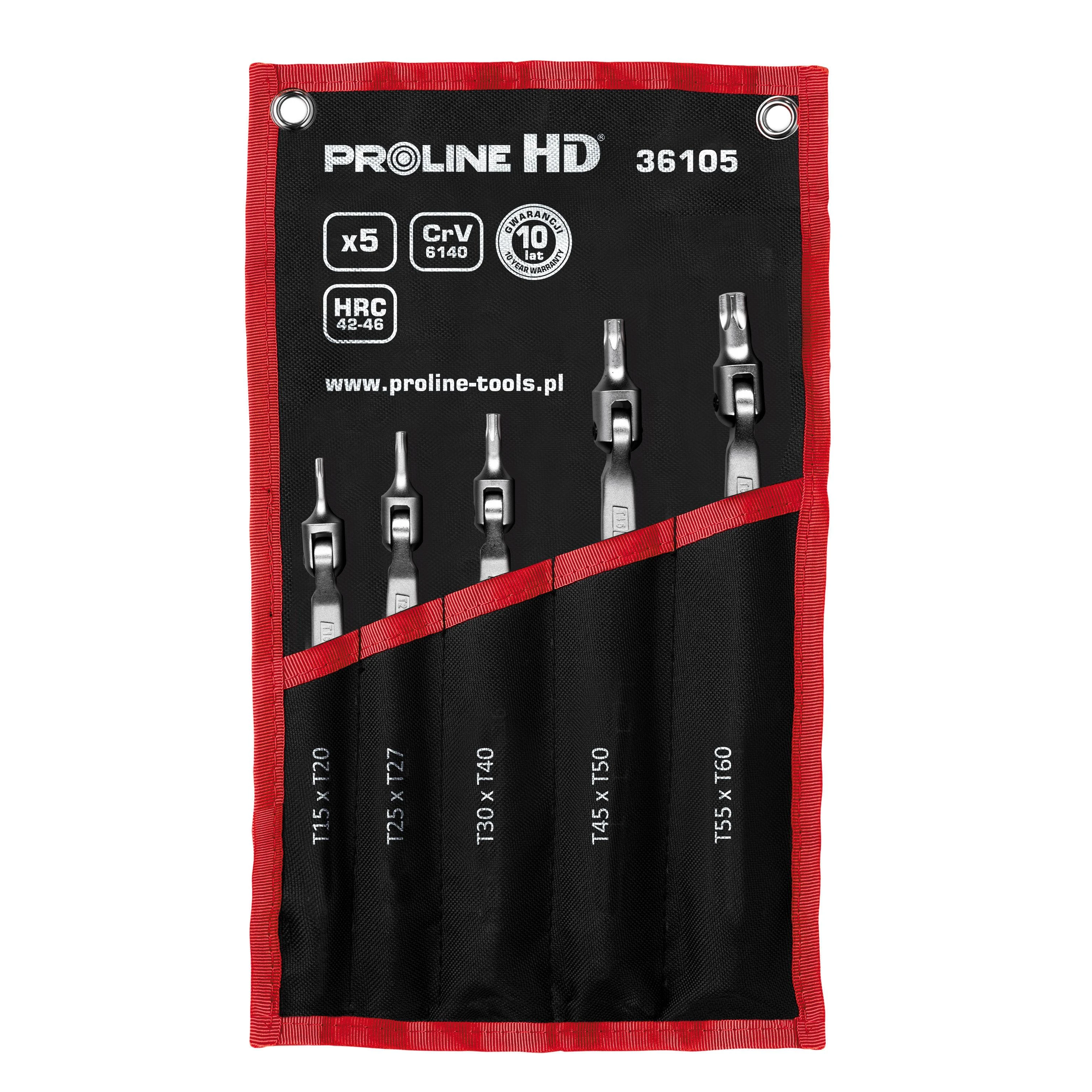 Klucze „Torx“ šarnyriniai raktai, vnt. 5 (t15xt20-t55xt60), cv, „Proline“ „hd“
