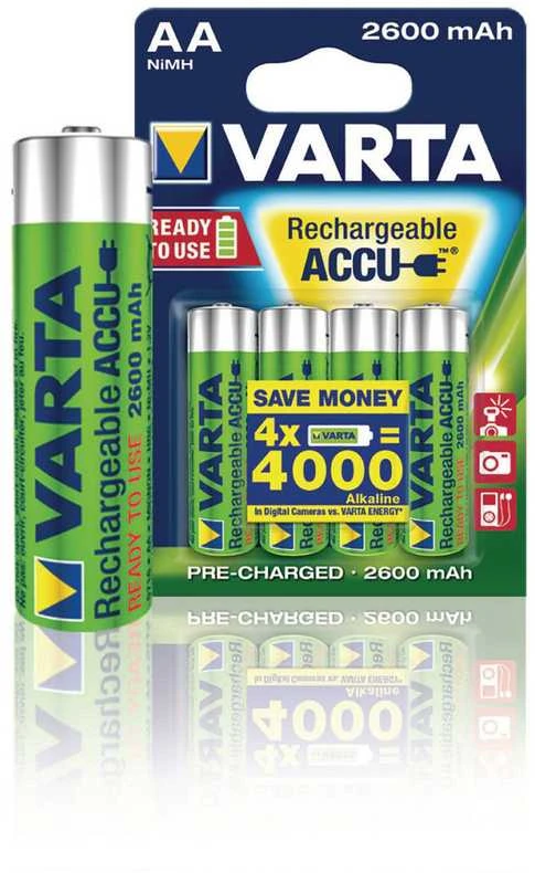 Varta AA 2600mAh akumuliatoriai pakuotėje