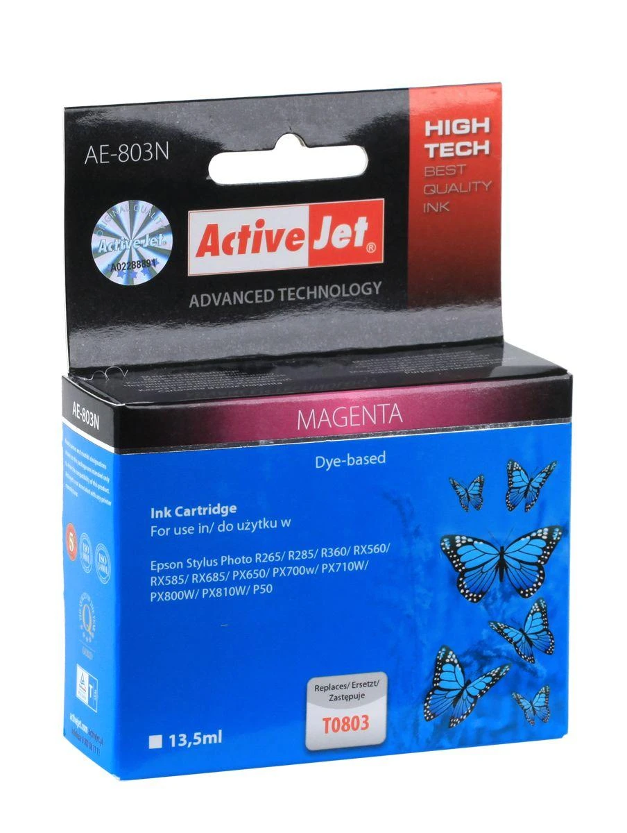 Spausdintuvo Rašalas - Activejet AE-803N (Pakaitinis Epson T0803; Supreme; 13,5 ml; Raudonos Spalvos)