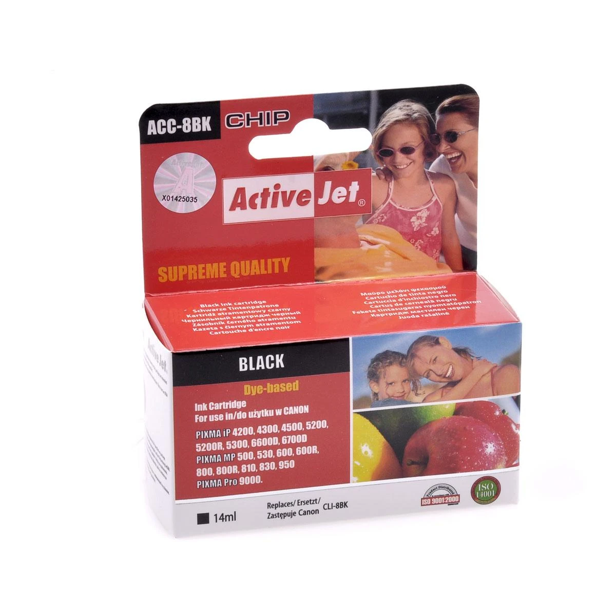 Activejet ACC-8BN rašalas, skirtas Canon spausdintuvams, pakeičia Canon CLI-8Bk