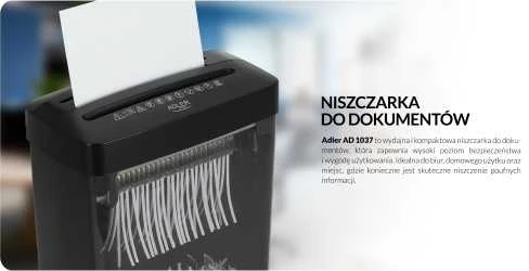 ADLER AD 1037b juoda dokumentų smulkintuvas
