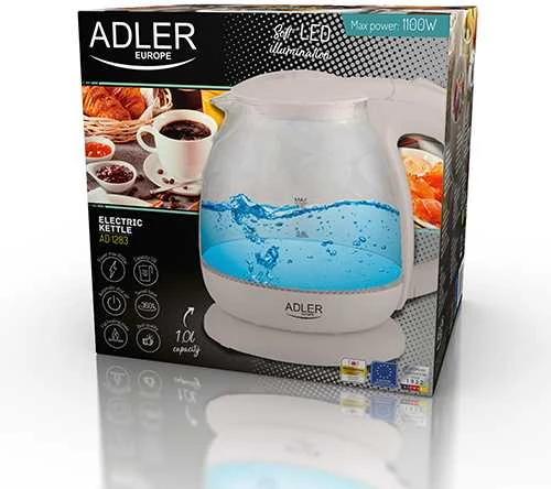 Adler AD 1283 kremas Stiklinis virdulys 1,0l