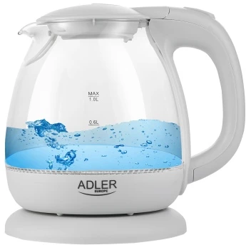 Adler | Virdulys | AD 1283G | Standartinis | 1100 W | 1 L | Plastikas/stiklas | 360° sukamasis pagrindas | Pilkas