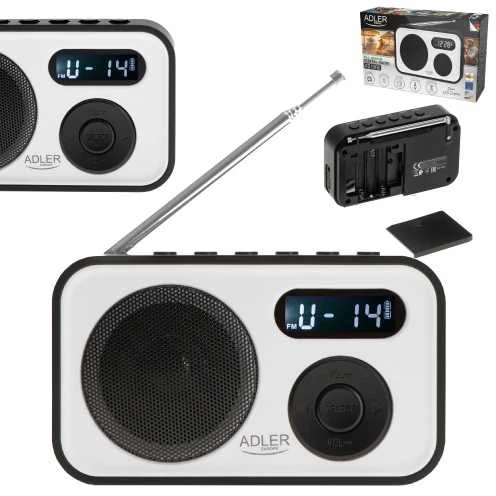 Adler | PLL AM/FM Digital Radio | AD 1906 | Alarm function | Baltas/Juodas