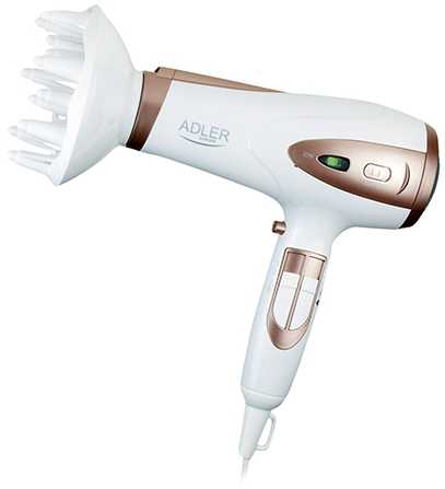 Adler | Plaukų džiovintuvas | AD 2248 | 2400 W | Number of temperature settings 3 | Ionic function | Diffuser nozzle | Baltas