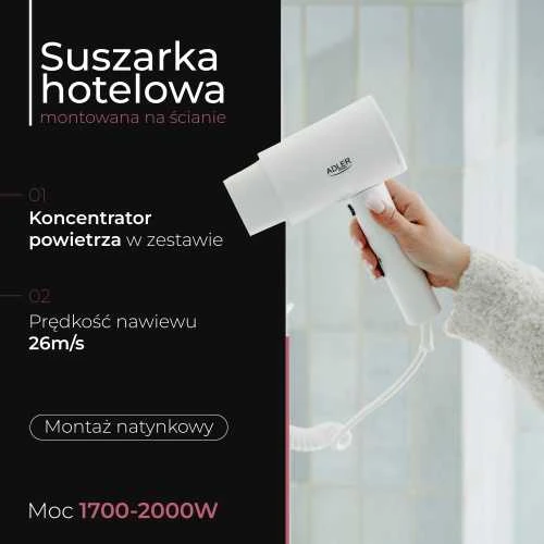 Adler AD 2285 Baltas Sieninė Plaukų Džiovintuvas