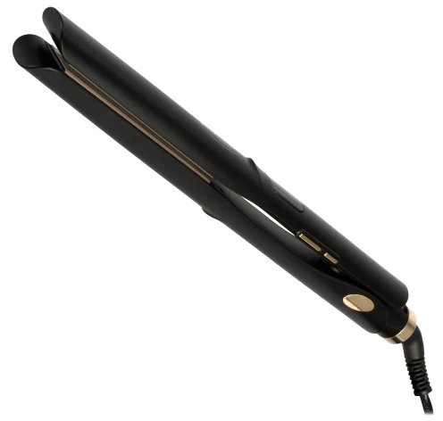 Adler AD 2330 juodos plaukų tiesinimo žnyplės, keramikinės, 5 temperatūros 150–230 °C, judančios plokštelės 25 x 110 mm, LED ekranas, automatinis išsijungimas, sukamas laidas