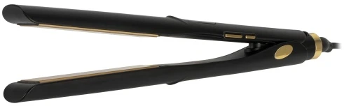 Adler AD 2330 juodos plaukų tiesinimo žnyplės, keramikinės, 5 temperatūros 150–230 °C, judančios plokštelės 25 x 110 mm, LED ekranas, automatinis išsijungimas, sukamas laidas