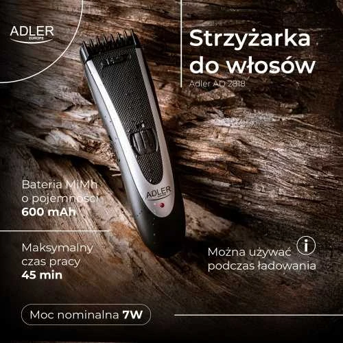 Adler | AD 2818 Plaukų kirpimo mašinėlė, Nerūdijantis plienas, 18 skirtingų kirpimo ilgių | Plaukų kirpimo mašinėlė
