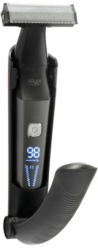 Adler AD 2963 Kūno plaukų kirpimo mašinėlė su ilga sulankstoma rankena, USB, platus dvišalis peilis 68 mm, 2 greičiai, neperšlapiamas, LED