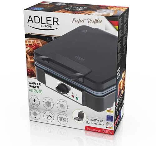 Adler | Vaflinė | AD 3049 | 1200 W | Number of pastry 4 | Belgium | Juodas