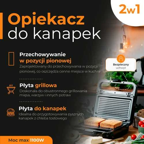 Sumuštinių keptuvas Adler sumuštinių keptuvė 2 viename | AD 3070b | 850 W | Lentelių skaičius 2 | Juodas