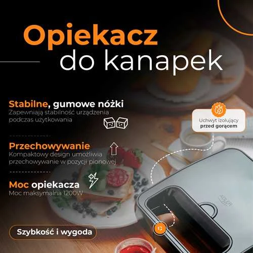 Sumuštinių keptuvas Adler AD 3079 | 750 W | Lentelių skaičius 1 | Juodas