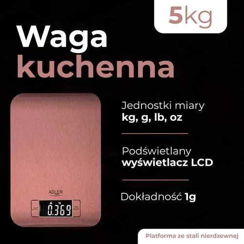 Virtuvinės svarstyklės Adler virtuvės svarstyklės | AD 3183c | Graduacija 1 g | Varis