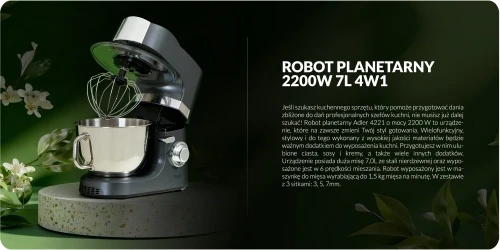 Virtuvinis kombainas Planetinis virtuvės kombainas Adler AD 4221 2200 W