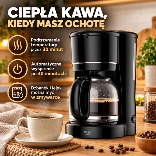 Kavos aparatas Adler AD 4383b Lašėjimo for ground kavos 1.5 L Juodas