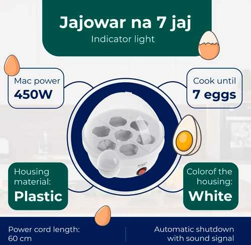 Adler Egg Boiler AD 4459 450 W, Baltas, Kiaušinių talpa 7