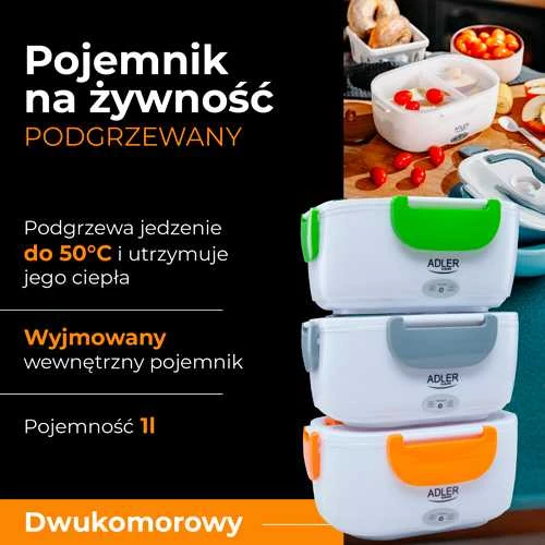 Adler | Pietų dėžutė | AD 4474 | Talpa 1,1 L | Baltas/ pilkas | Medžiaga Plastikas