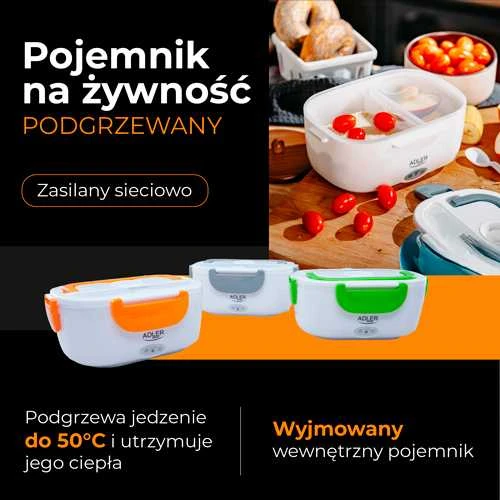 Adler | Pietų dėžutė | AD 4474 | Talpa 1,1 L | Baltas/ pilkas | Medžiaga Plastikas