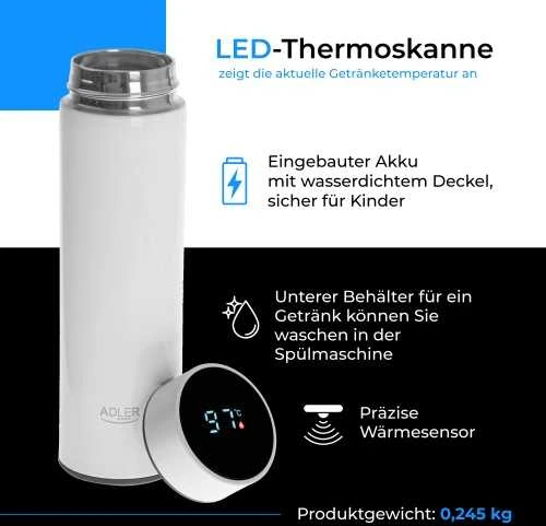 Termosas Adler AD 4506, 473 ml, Baltas