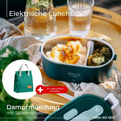 Elektra šildomas maisto indelis su termo krepšiu Adler AD 4522, žalias