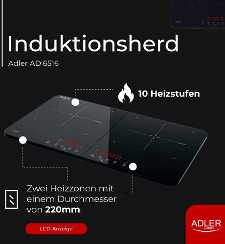 Indukcinė kaitlentė 2d. ADLER AD-6516