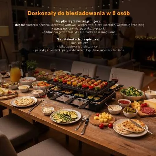 Adler | Raclette - electric grill | AD 6616 | Table | 1400 W | Juodas/Nerūdijantis plienas