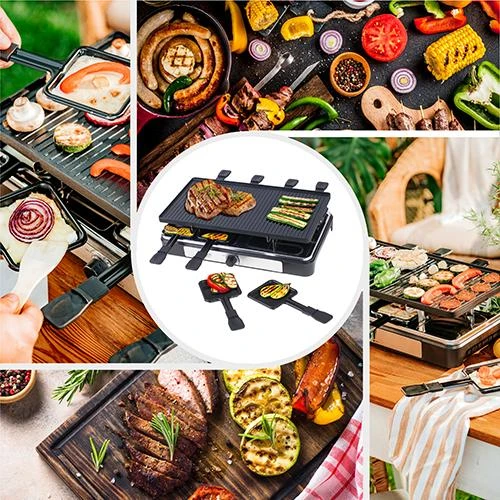 Adler | Raclette - electric grill | AD 6616 | Table | 1400 W | Juodas/Nerūdijantis plienas