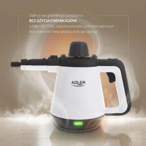 Adler | Garų valytuvas | AD 7038 | Galia 1200 W | Garų slėgis 3,5 baro | Vanduo bako talpa 0,45 L | Baltas/Juodas