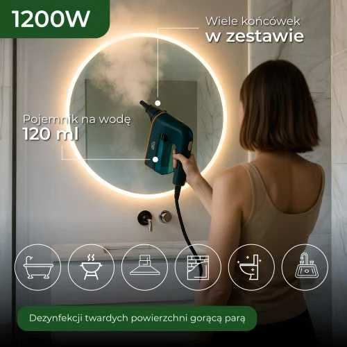 Adler | Garinis valytuvas | AD 7050 | Power 1200 W | Steam pressure 3.5 bar | Vanduo tank capacity 0.12 L | Žalias/Mėlyna