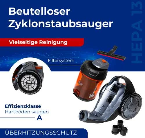 Adler Cyclone dulkių siurblys | AD 7065 | Be maišelio | Galia 700 W | Dulkių talpa 1,6 L | Juodas/Raudona