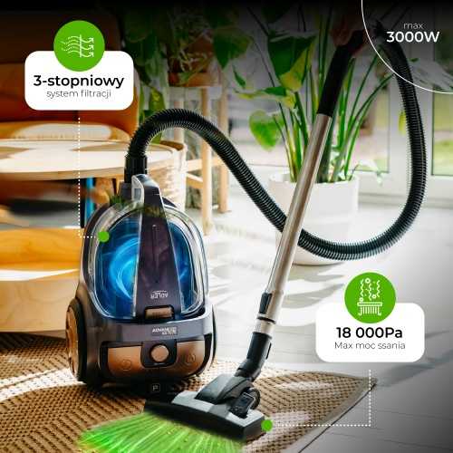 Dulkių siurblys Adler Cyclone Vacuum Cleaner | AD 7076 | Bagless | Power 3000 W | Dust capacity 3.5 L | Violet