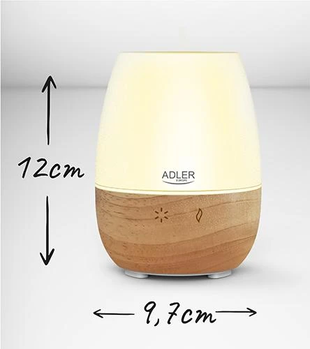 Drėkintuvas Adler | Ultragarsinis aromatų difuzorius | AD 7967 | Ultragarsinis | Tinka kambariams iki 25 m² | Brownas/Baltas