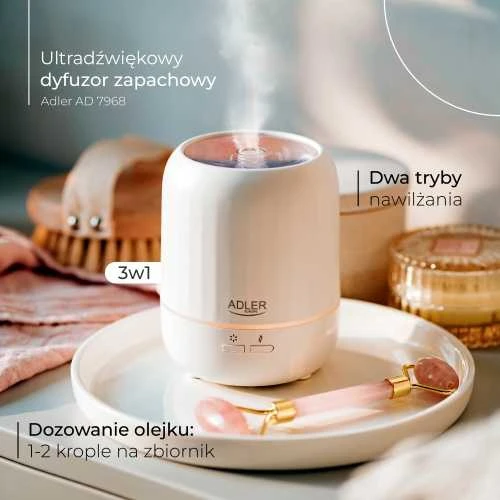 Drėkintuvas Adler | Ultragarsinis aromato difuzorius 3in1 | AD 7968 | Ultragarsinis | Tinka kambariams iki 25 m² | Baltas