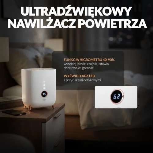 Adler | AD 7972 | Drėkintuvas | 23 W | Vanduo bako talpa 4 L | Tinka kambariams iki 35 m² | Ultragarsinis | Drėkinimo pajėgumas 150-300 ml/val | Baltas