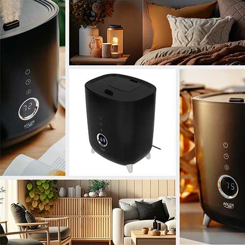 Adler | AD 7972 | Drėkintuvas | 23 W | Vanduo bako talpa 4 L | Tinka kambariams iki 35 m² | Ultragarsinis | Drėkinimo pajėgumas 150-300 ml/val | Juodas