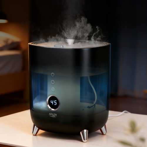 Adler | AD 7972 | Drėkintuvas | 23 W | Vanduo bako talpa 4 L | Tinka kambariams iki 35 m² | Ultragarsinis | Drėkinimo pajėgumas 150-300 ml/val | Juodas