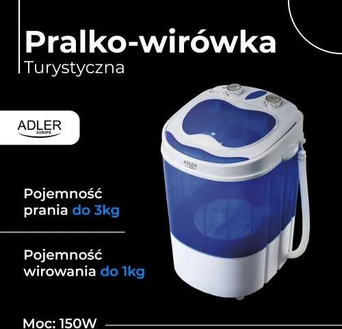 Adler | Skalbimo mašina | AD 8051 | Top loading | Skalbimo talpa 3kg | Unspecified RPM | Gylis 37 cm | Plotis 38 cm | Baltas/Mėlyna