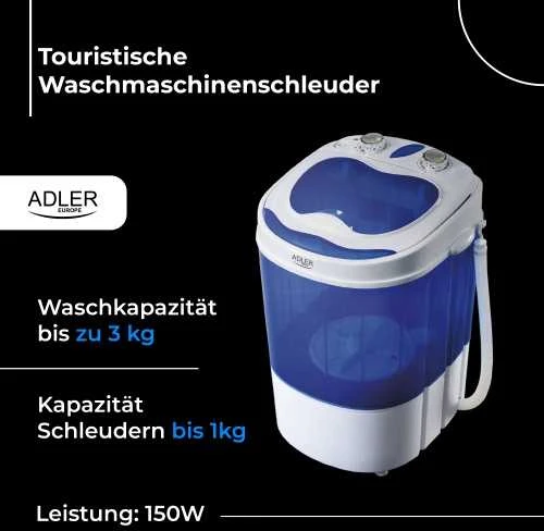 Adler | Skalbimo mašina | AD 8051 | Top loading | Skalbimo talpa 3kg | Unspecified RPM | Gylis 37 cm | Plotis 38 cm | Baltas/Mėlyna