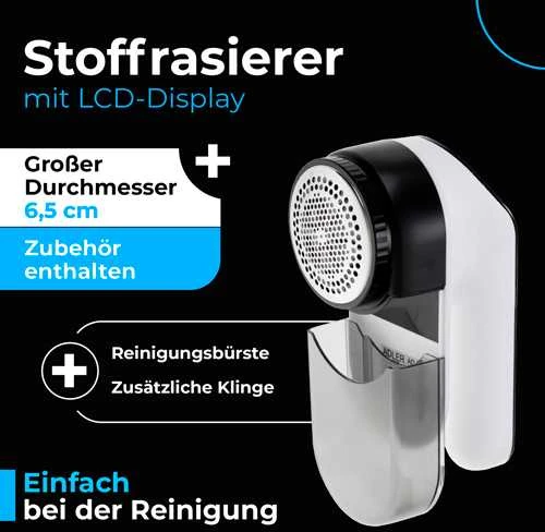 Adler | Lint remover LCD | AD 9618 | Baltas/Juodas | Rechargeable battery