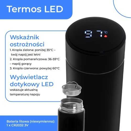 Camry | Thermal Flask | CR 4507bk | Capacity 0.473 L | Material Nerūdijantis plienas/Silicone | Juodas
