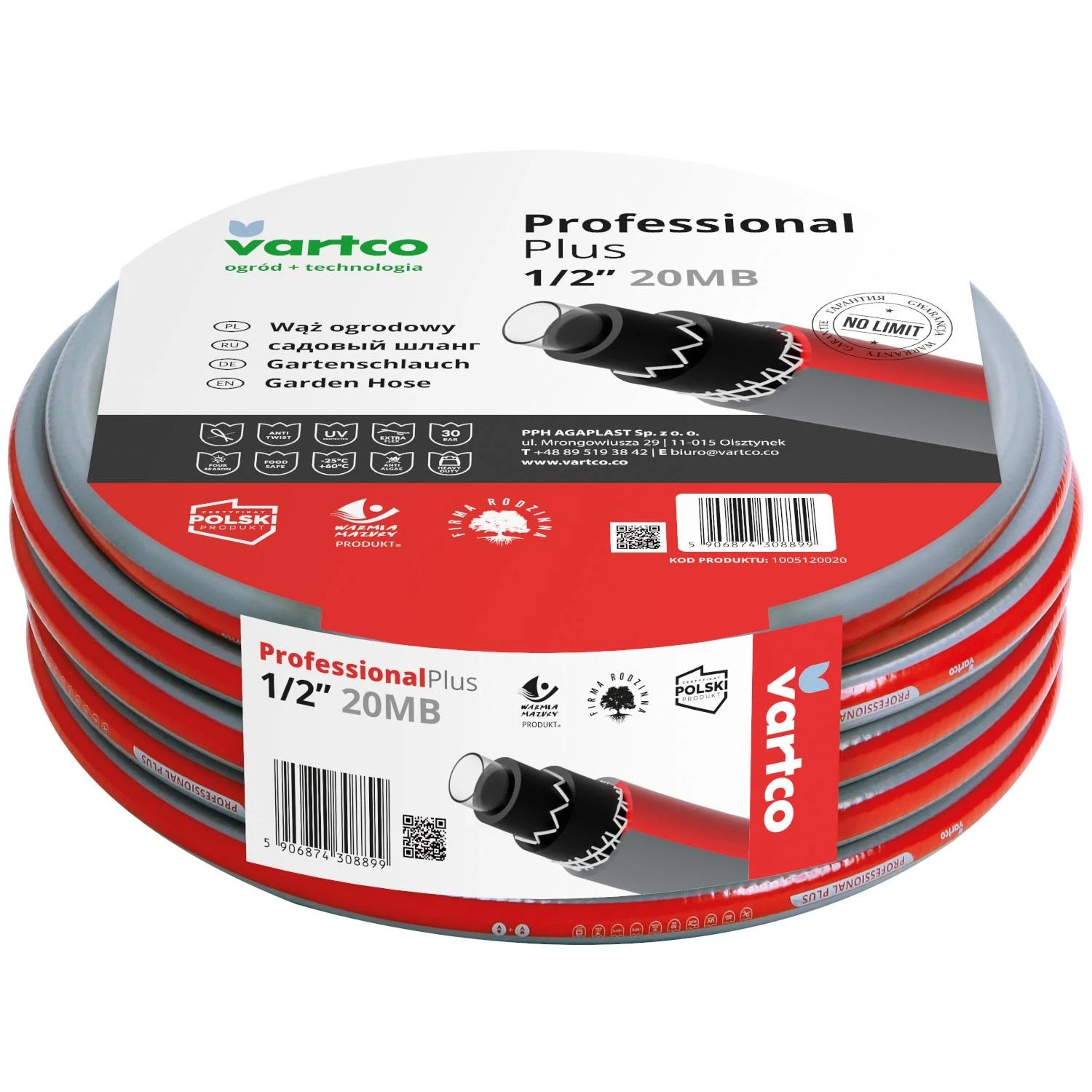 Laistymo žarna Vartco Professional Plus; 1/2''; 20 m