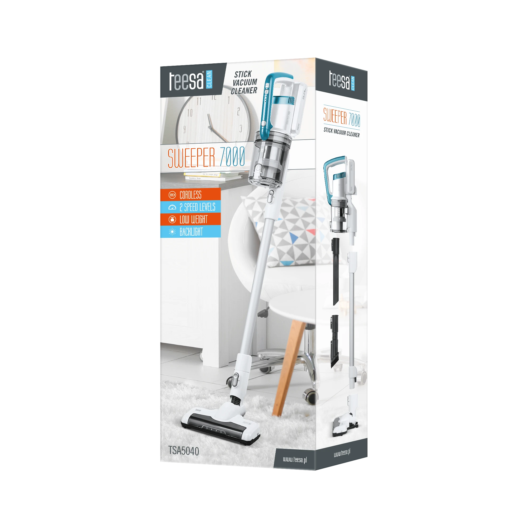Teesa 2-in-1 Sweeper 7000 Belaidis dulkių siurblys (TSA5040)