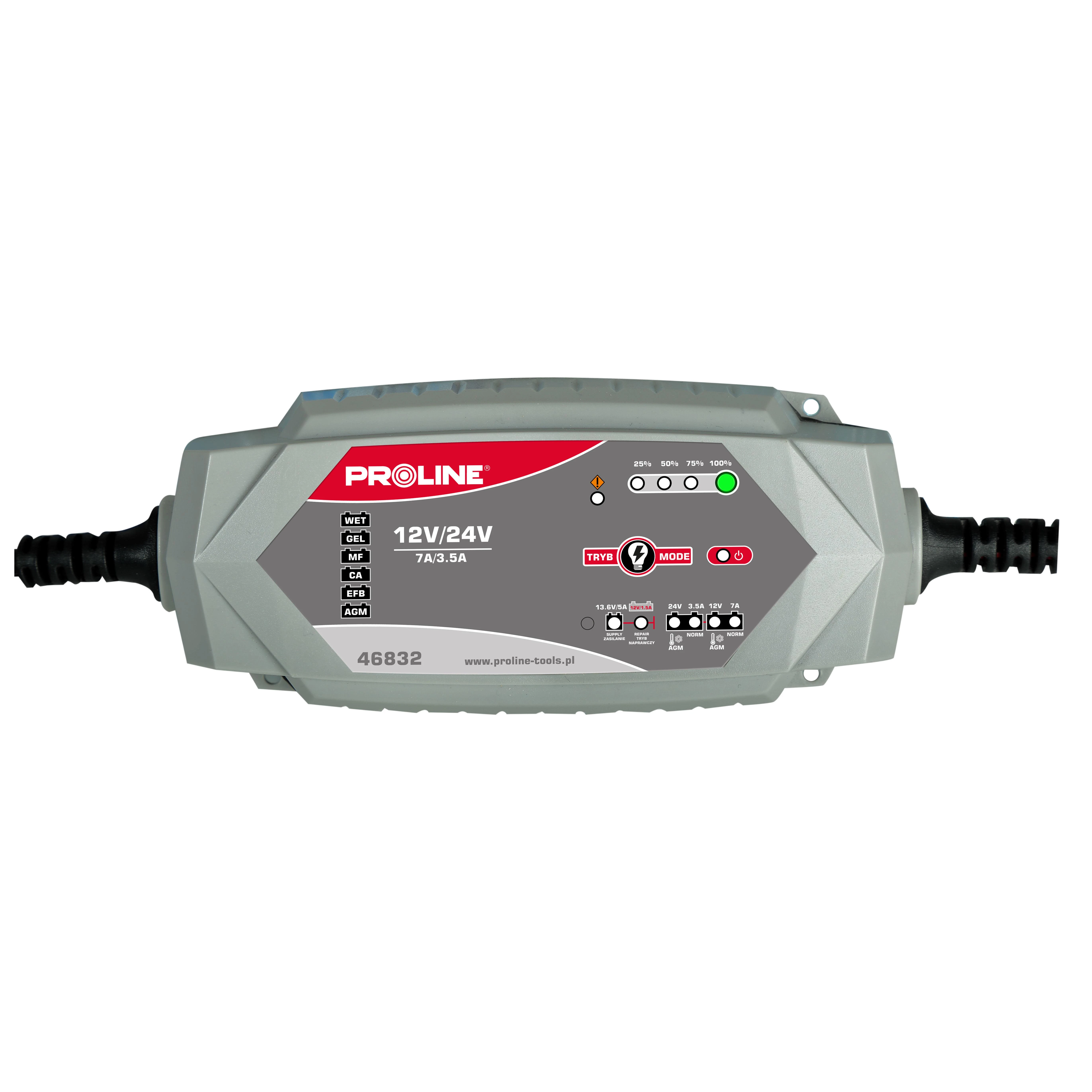 Inverterinis 12V/24V akumuliatorių įkroviklis su LED skydeliu