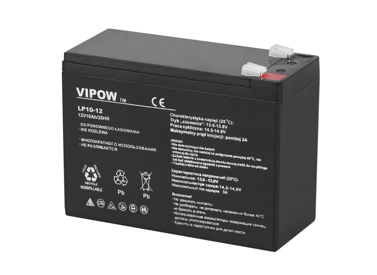 Švino akumuliatorius VIPOW 12V 10Ah
