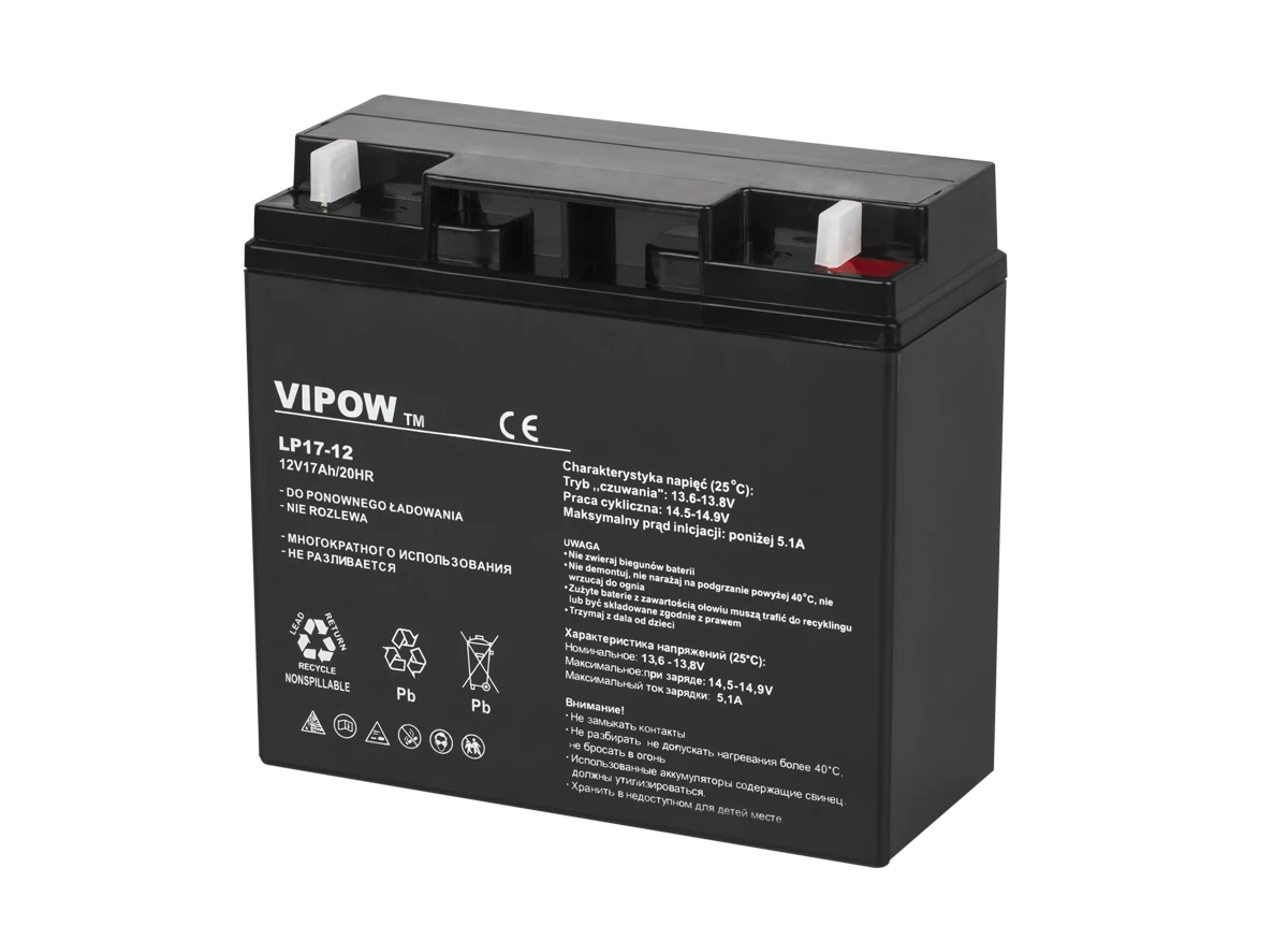 Švino akumuliatorius VIPOW 12V 17Ah