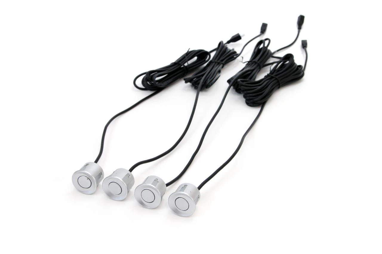 Parkavimo pagalbos sistema su garso signalu, 4 sidabro spalvos jutikliai 22 mm AMIO-01021