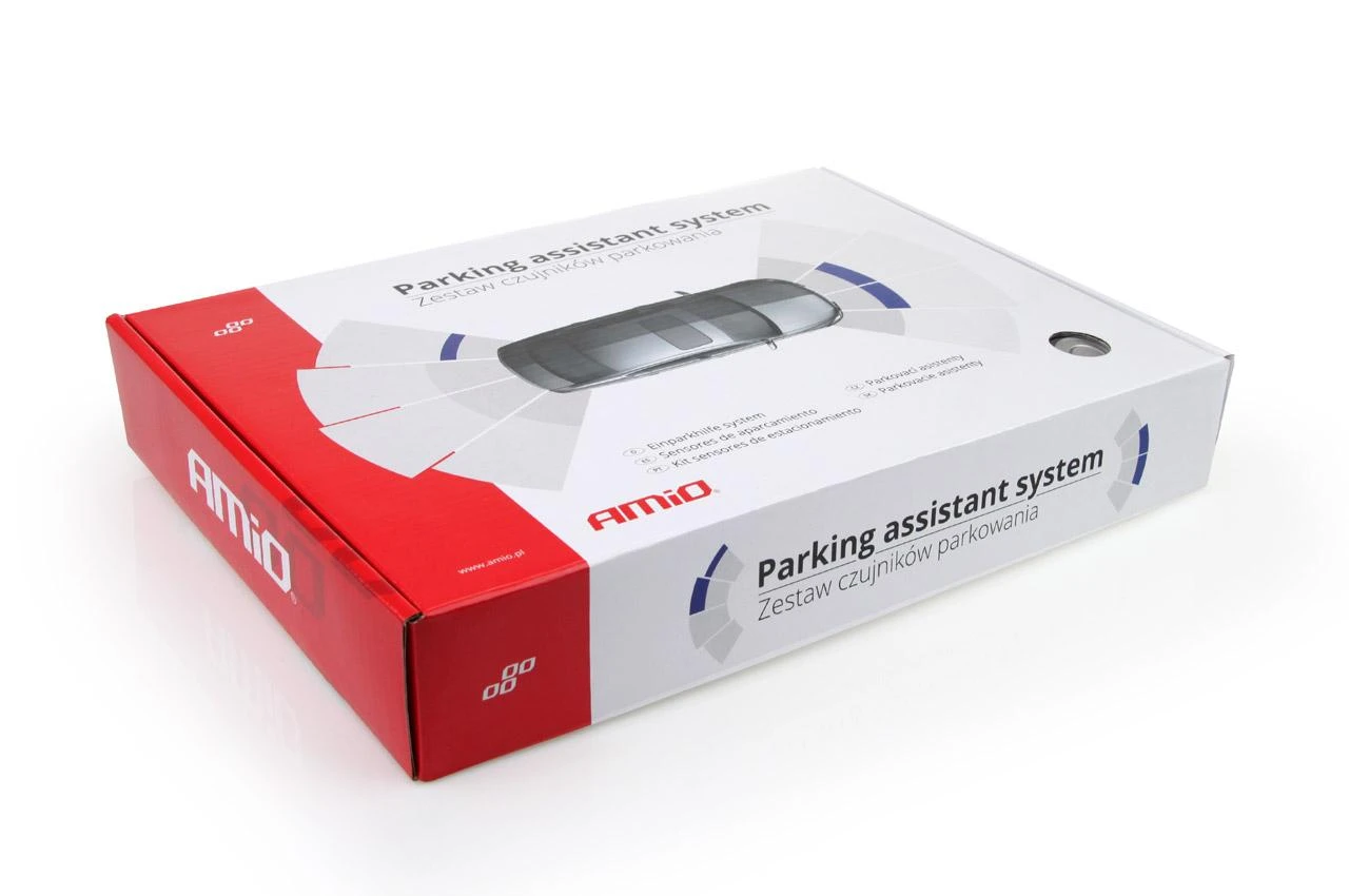 Parkavimo pagalbos sistema su garso signalu, 4 sidabro spalvos jutikliai 22 mm AMIO-01021