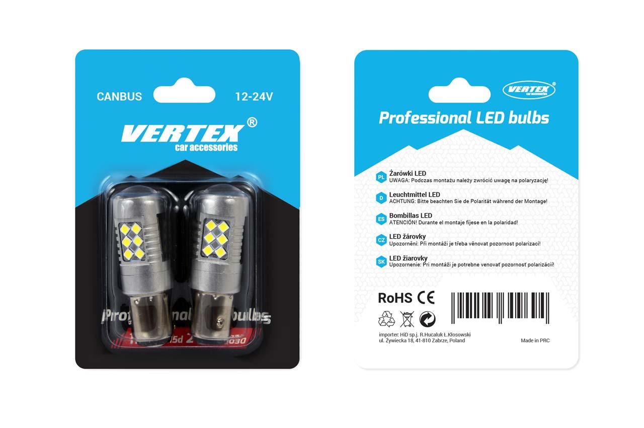 Amio LED lemputės P21/5w su lęšiu | 12-24v BAY15d CANBUS