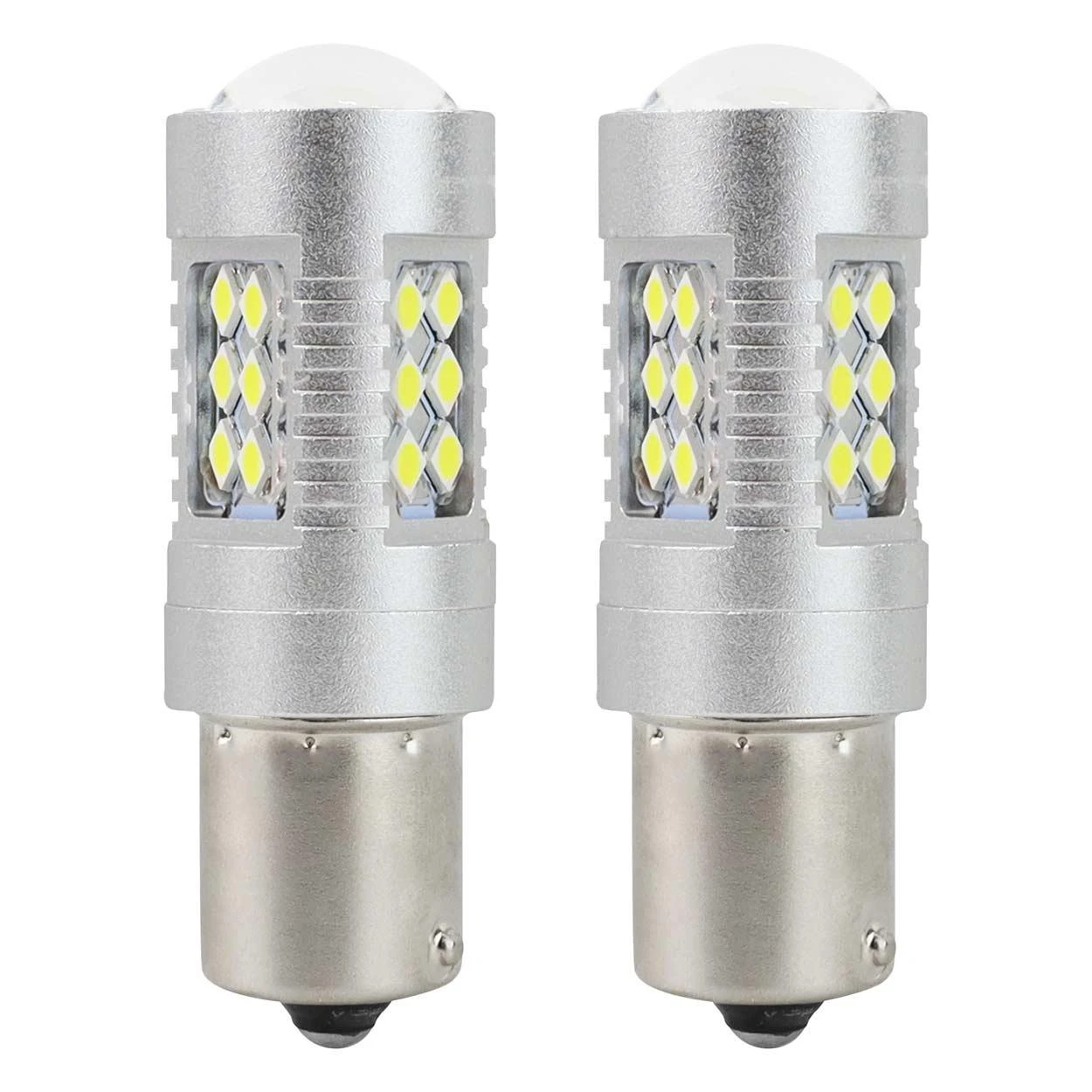 P21W LED lemputės su lęšiu - 2 vnt.